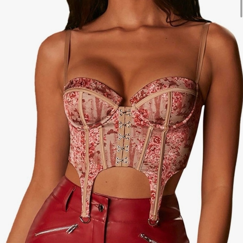 Oh Polly Red Sleeveless Bustier Bodysuit